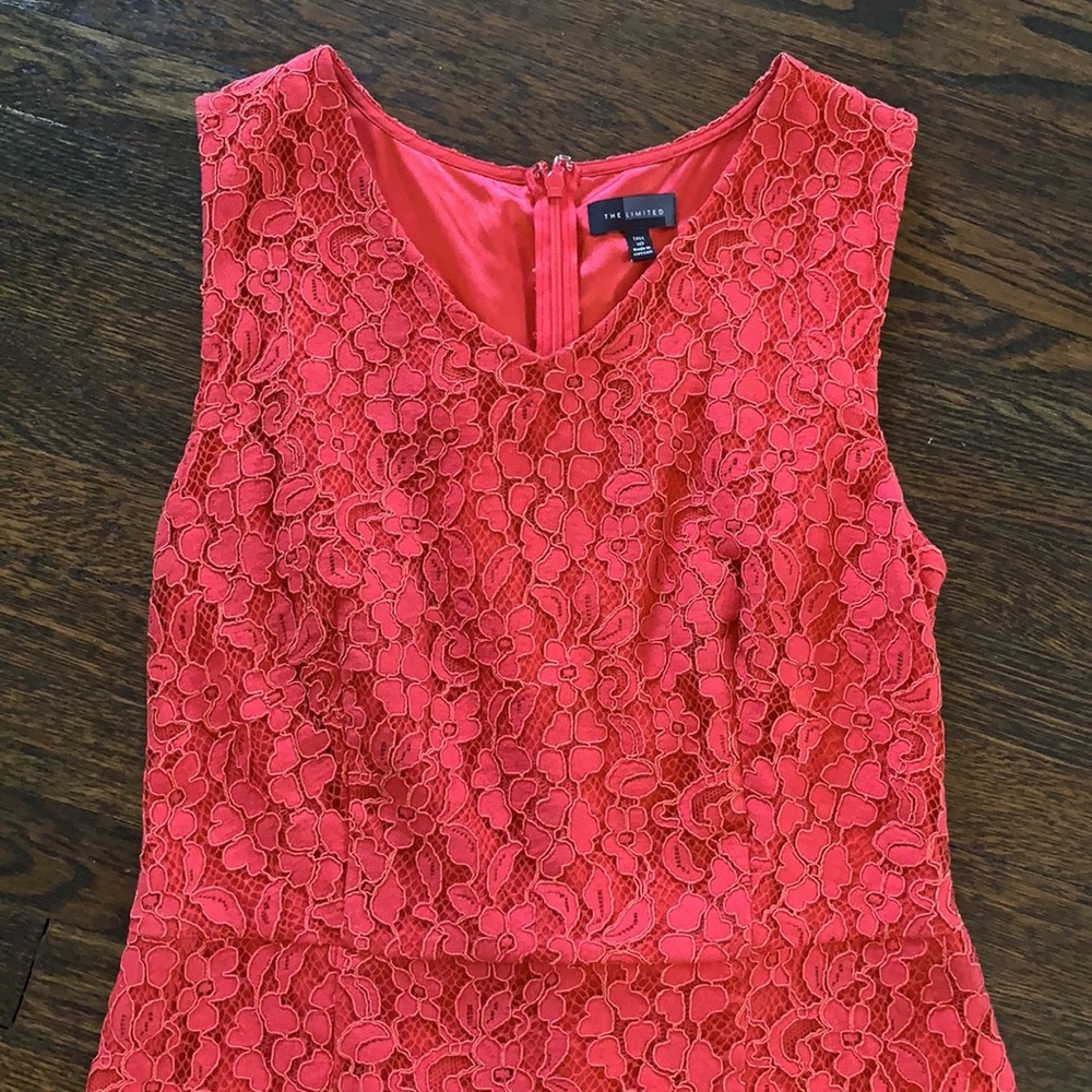 The Limited Lace Shift Dress cherry red